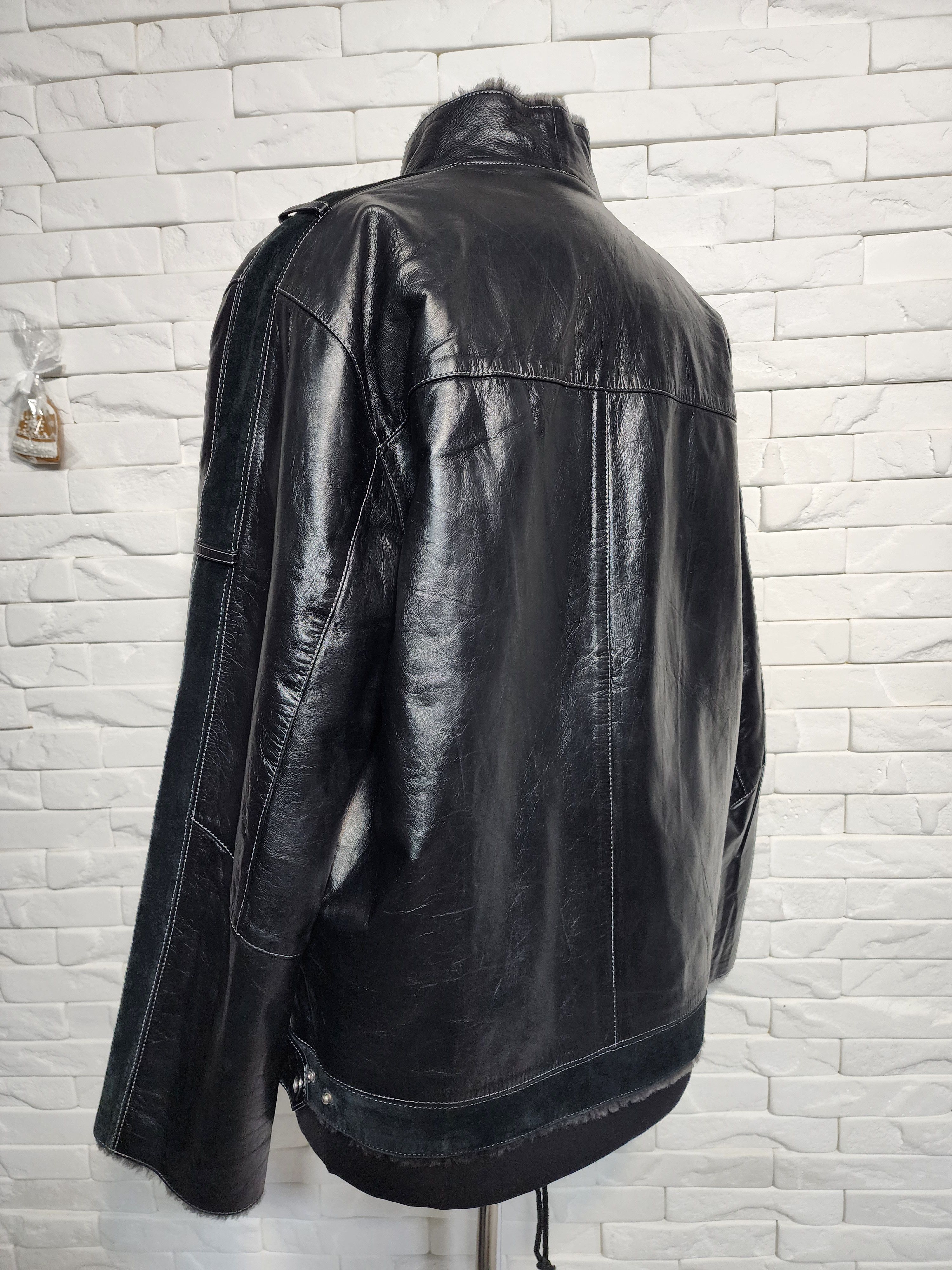 Furla Men's Black Sheepskin Coat: Genuine Leather, Metal Zipper Size US L / EU 52-54 / 3 - 6 Thumbnail