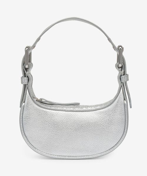 By Far o1mle0824 Size:OS/Mini Soho Flat Grain Leather Bag in Silver Size ONE SIZE - 1 Thumbnail