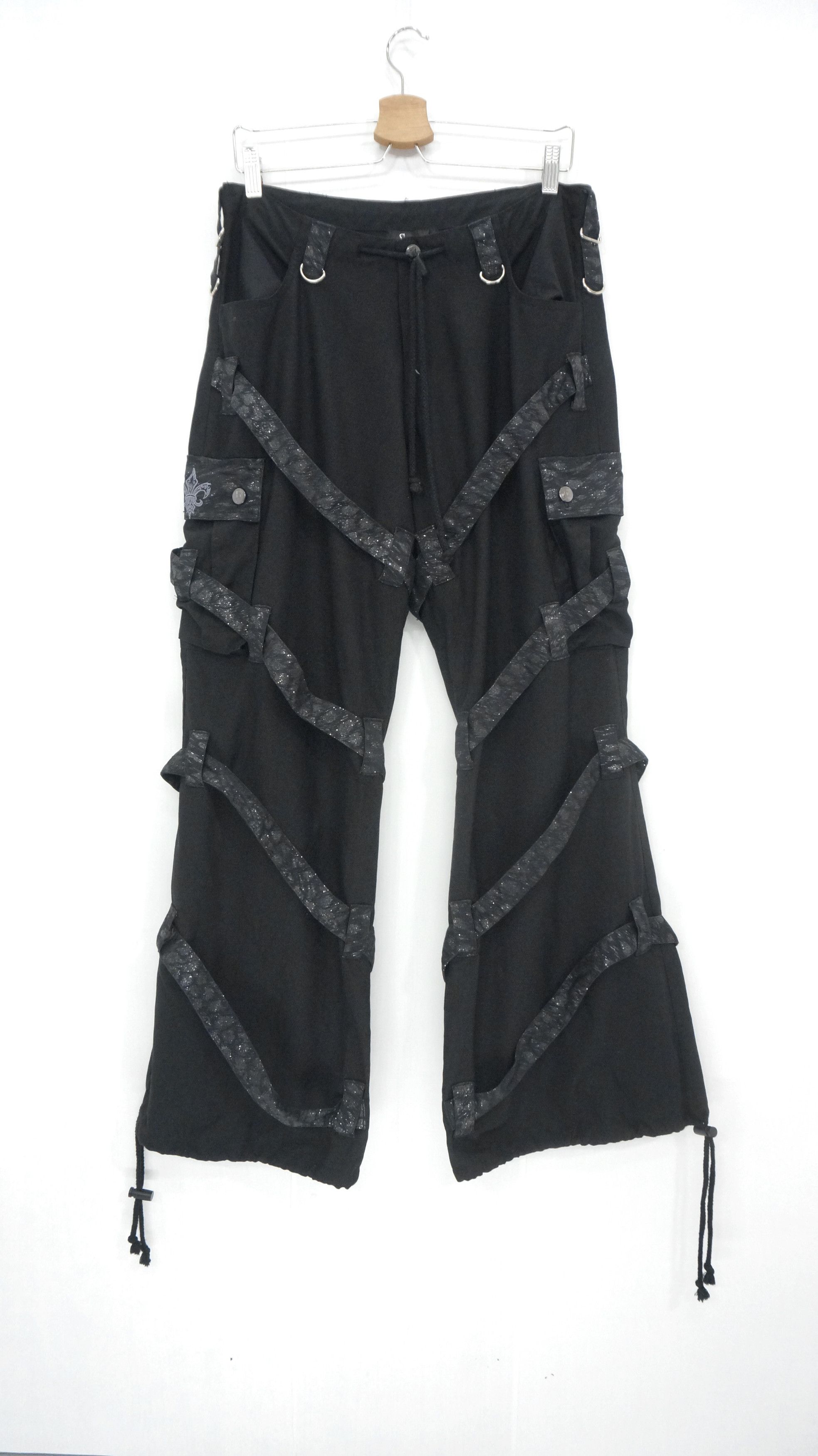 Japanese Brand HolyFlare 🔥 SIXH JAPAN Bondage Wide Flare Cargo Pants Size US 31 - 1 Thumbnail