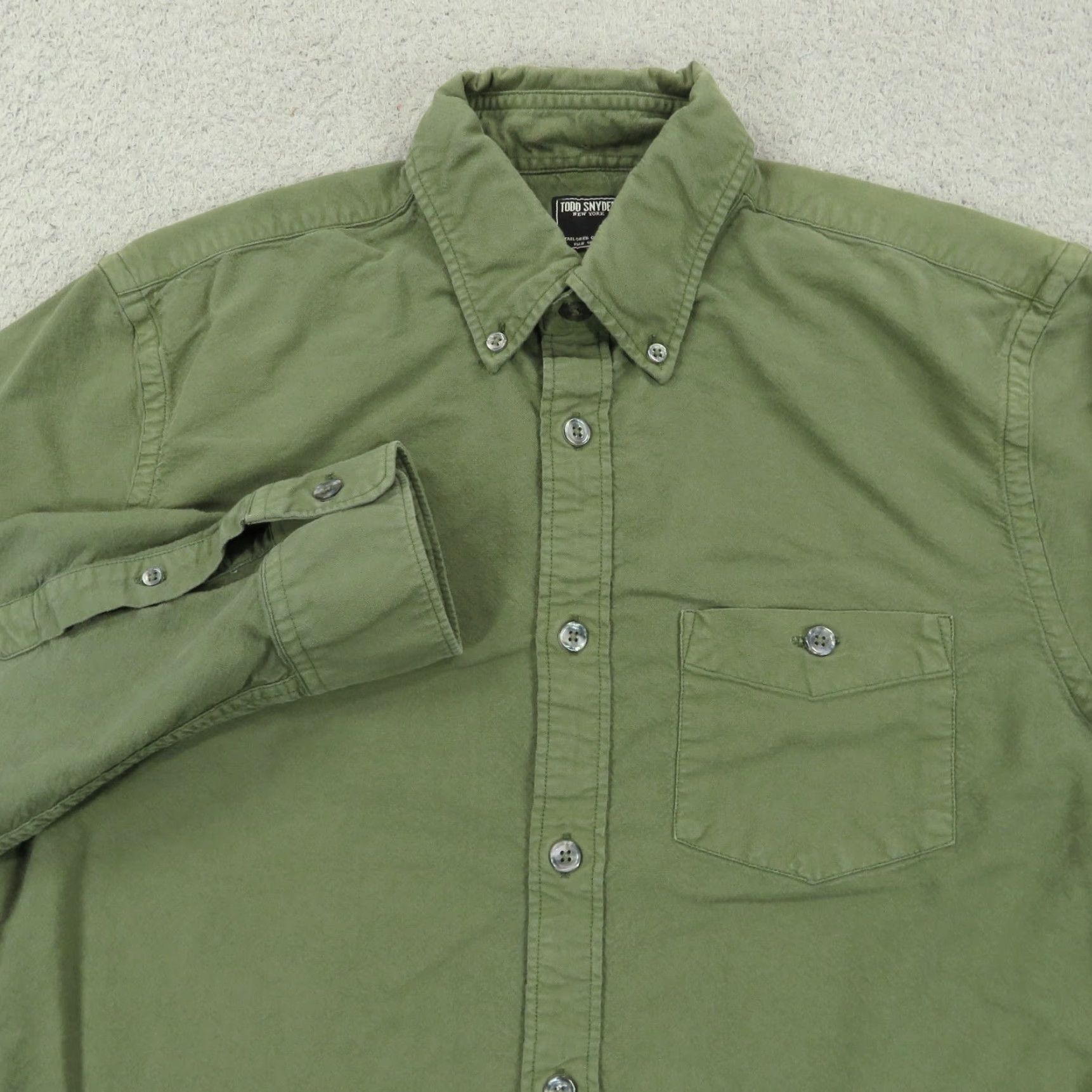 Todd Snyder Todd Snyder Shirt Mens Medium Olive Green Military OG Long Sleeve Button-Down Size US M / EU 48-50 / 2 - 5 Thumbnail