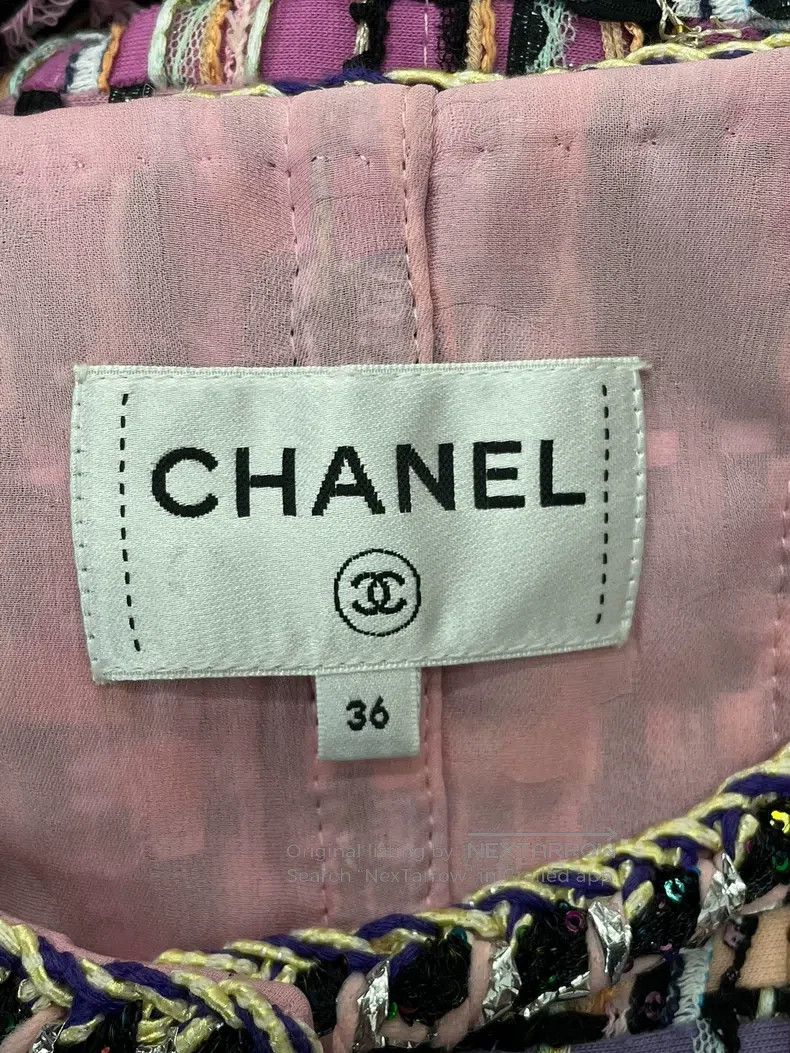 Chanel Chanel Pink-purple woven tweed coat Size XS / US 0-2 / IT 36-38 - 4 Thumbnail