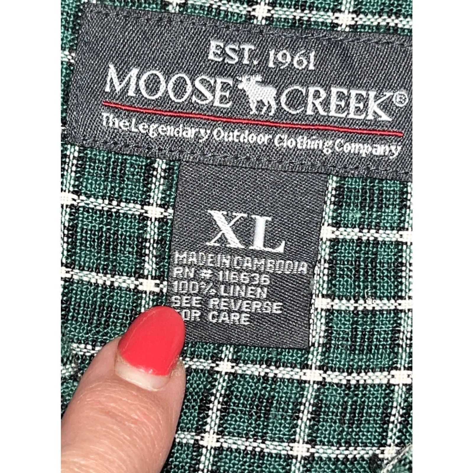 Vintage VINTAGE Moose Creek Button-Up Shirt Linen Checkered Plaid Green White Long Sleeve XL Men Size US XL / EU 56 / 4 - 3 Thumbnail