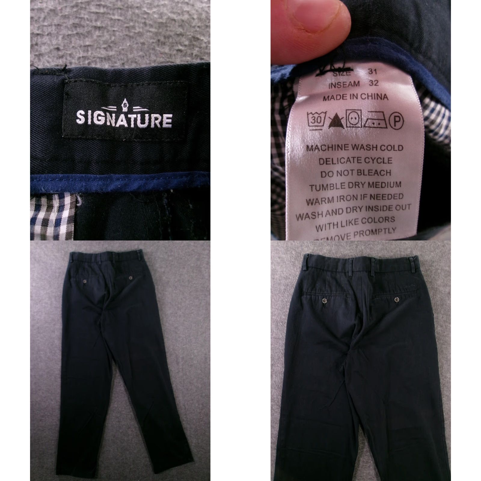 Vintage VINTAGE Signature Men's Chino Pants 31x32 Black Casual Office Style Stretch Comfort Size US 31 - 8 Thumbnail