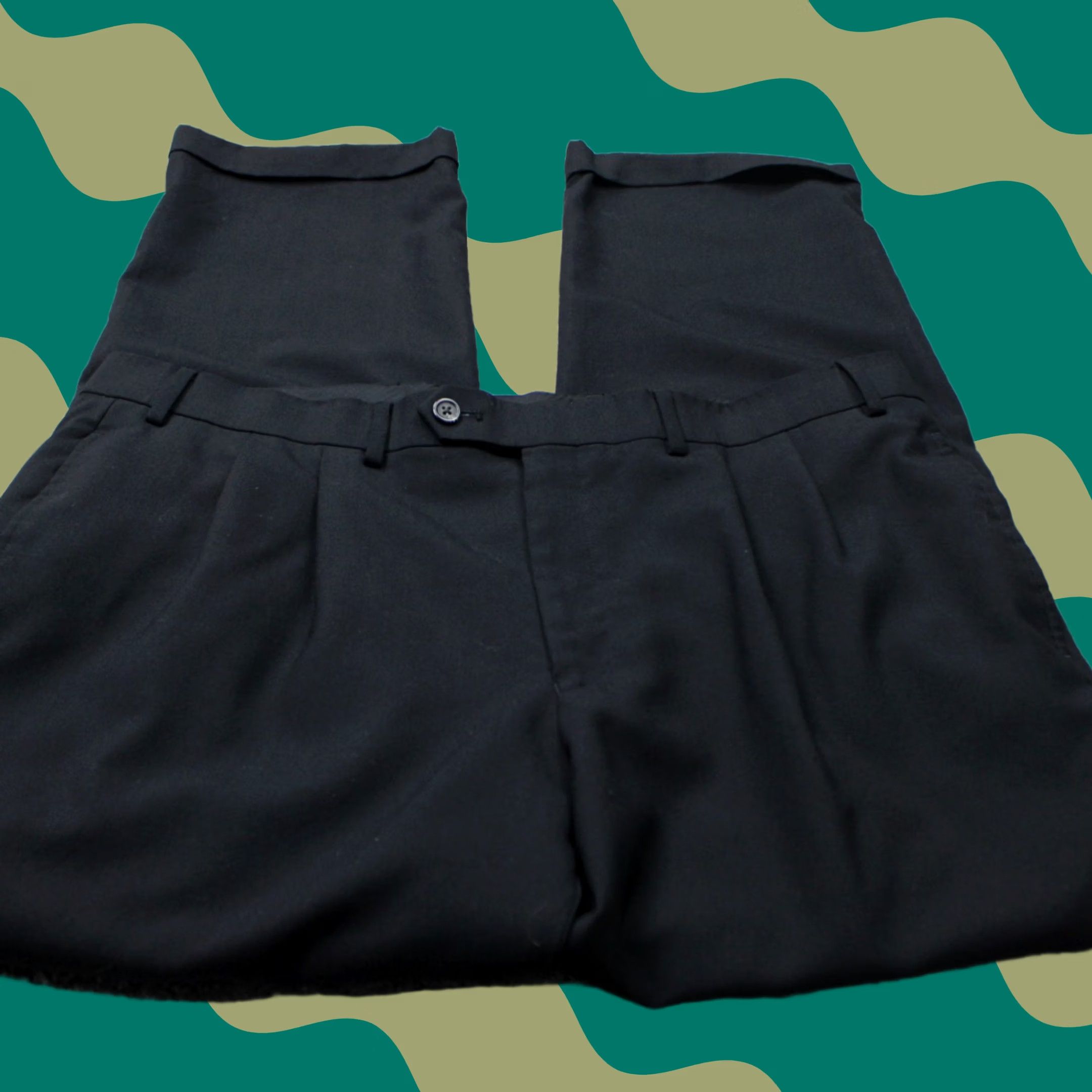Ralph Lauren LAUREN Ralph Lauren Pants Men 38 x 30 Black Wool Pleated Cuffed Regular Fit Dress Pants Size US 38 / EU 54 - 1 Thumbnail