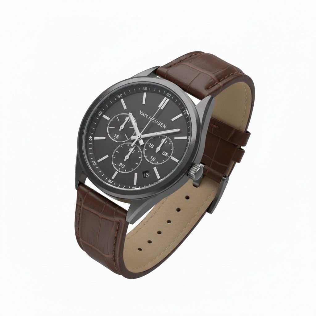 Van Heusen Van Heusen Men’s Watch & Bracelet Set Brown Leather Size ONE SIZE - 2 Thumbnail