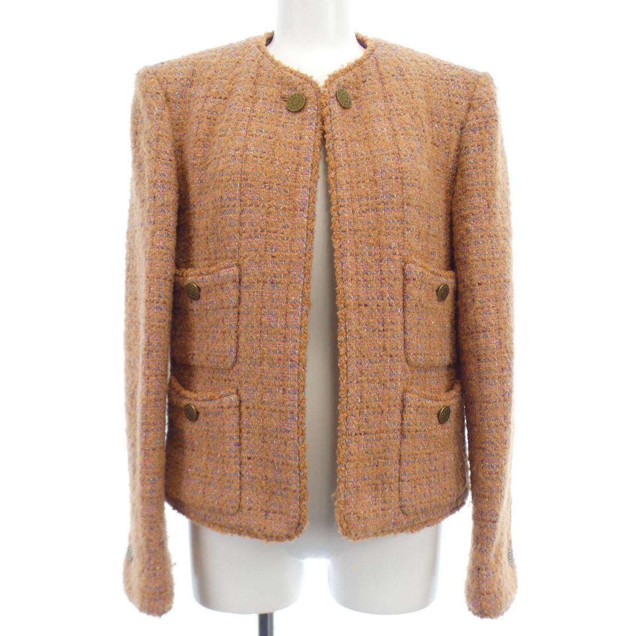 Chanel Chanel Chanel No Collar Jacket Jacket Cotton Outerwear P09183V05787 97A DUTY FREE for USA Size ONE SIZE - 1 Thumbnail