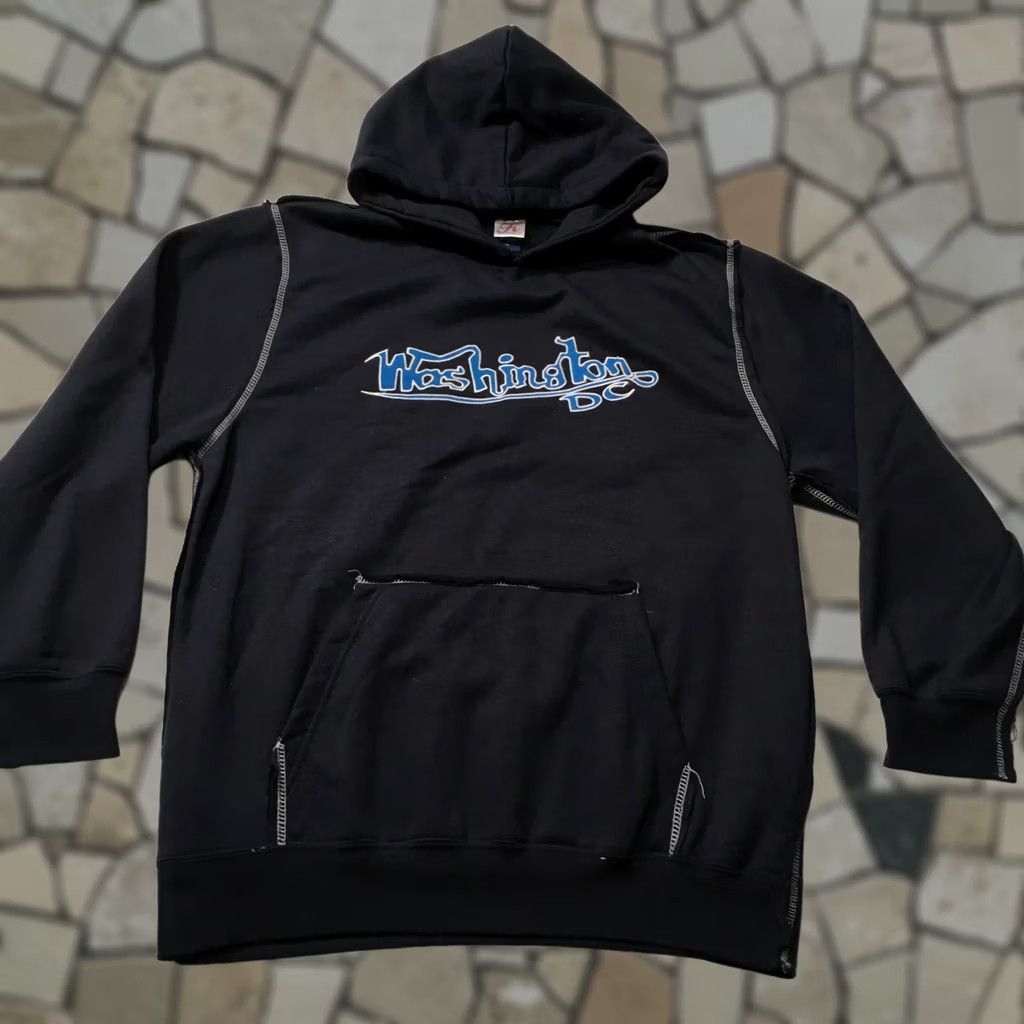 Vintage Washington DC Hoodie Blue Large Embroidered Pocket Kangaroo Pullover Unisex Adults L Shirt/Hoodie Size US L / EU 52-54 / 3 - 1 Thumbnail