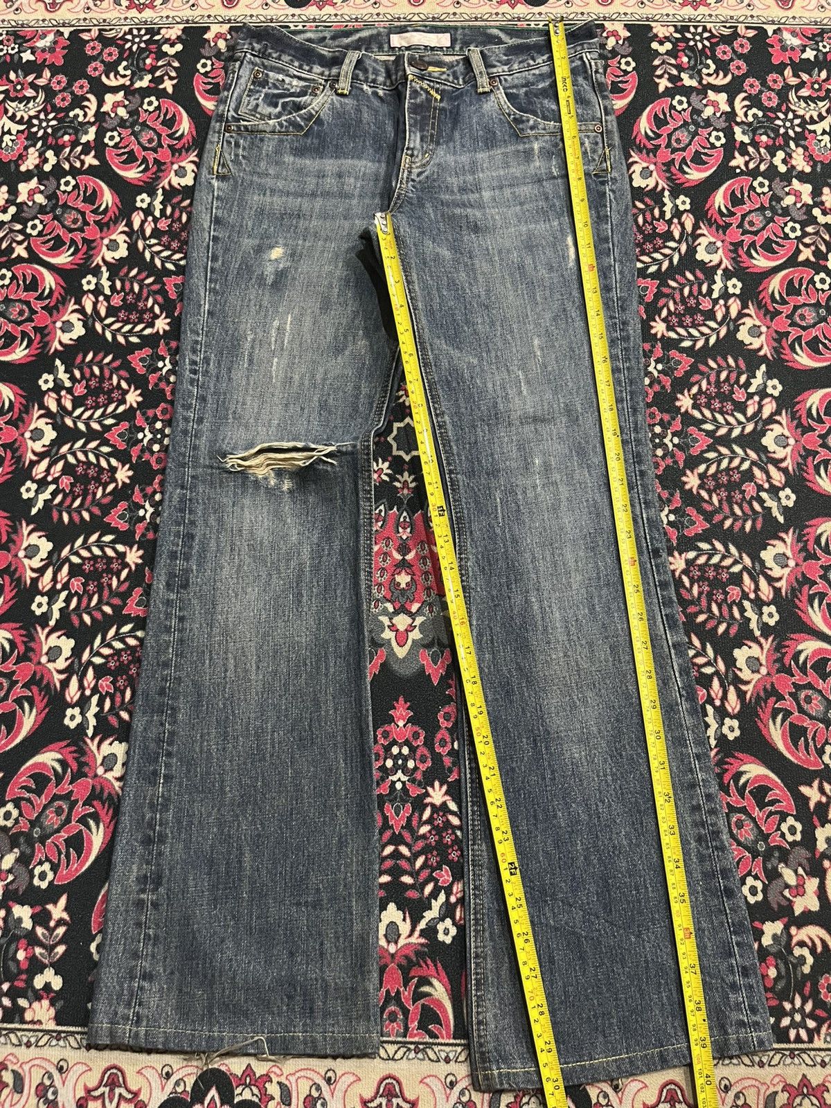 Japanese Brand Vintage Japanese Brand Blue Washed Distressed Flare Jeans Size US 30 / EU 46 - 9 Thumbnail