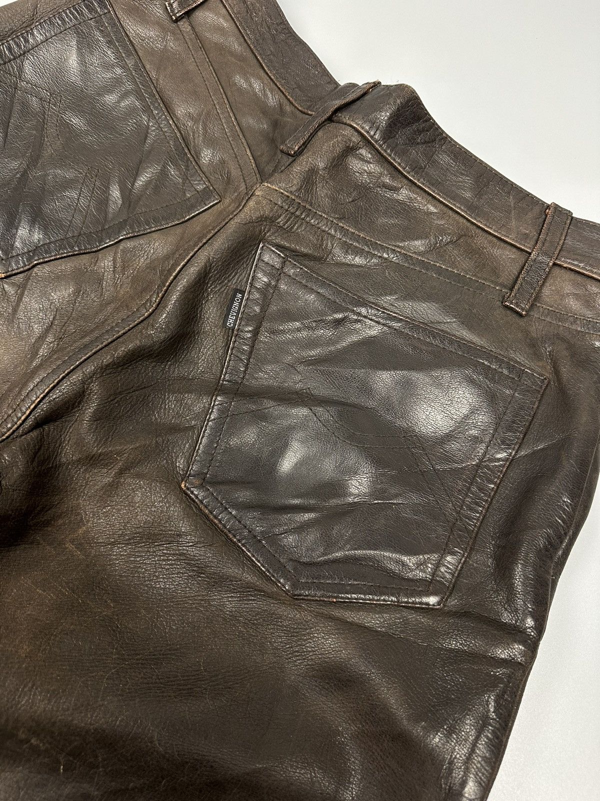 Chevignon × Genuine Leather × Vintage 🔥Very Rare🔥Vintage Chegvinon Flared Leather Pant Size US 28 / EU 44 - 12 Thumbnail