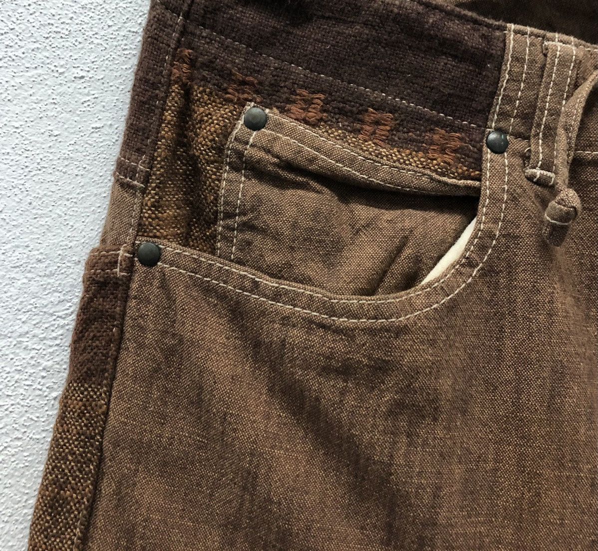 Japanese Brand CNCV concave attempt Brown Distressed Dye Cotton Pant SizeL Size US 35 - 5 Thumbnail