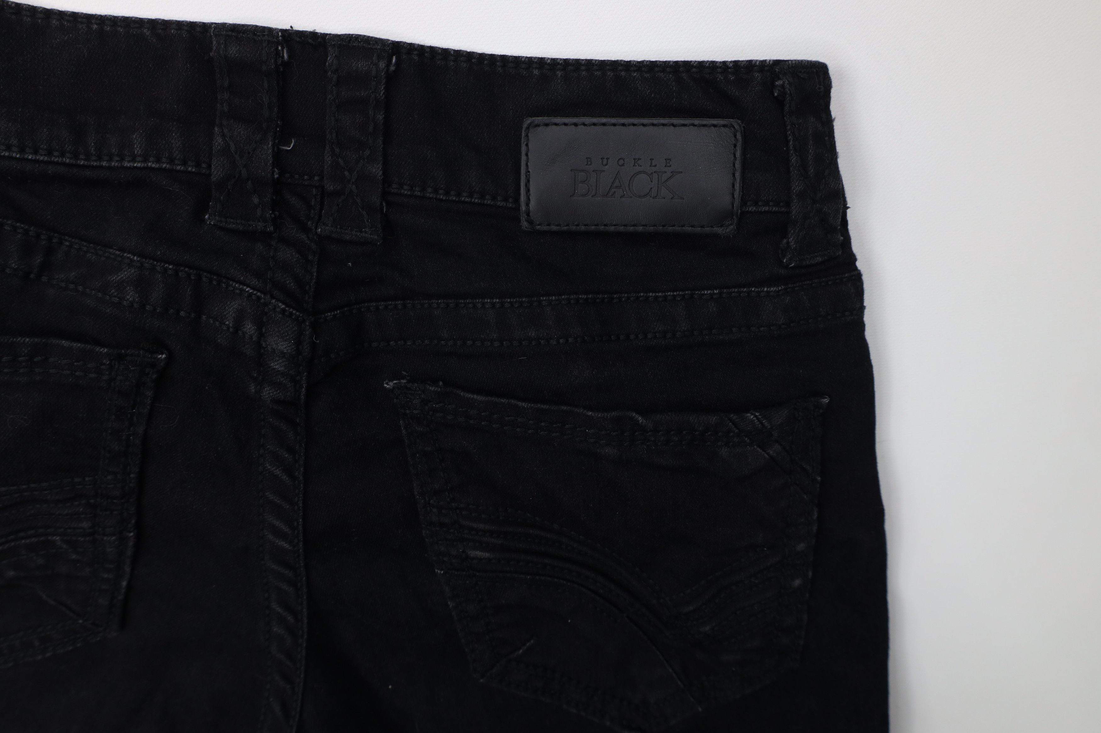Vintage Buckle Black Thick Stitch Fit No 9 Straight Leg Denim Jeans Size US 29 - 12 Thumbnail