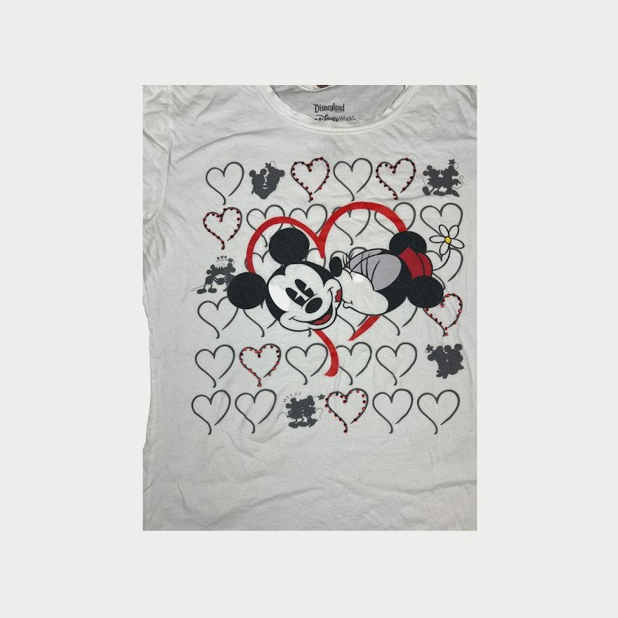 Disney Vintage Y2K Disne | Minnie & Mickey Heart Crystals | XL Size XL / US 12-14 / IT 48-50 - 2 Thumbnail