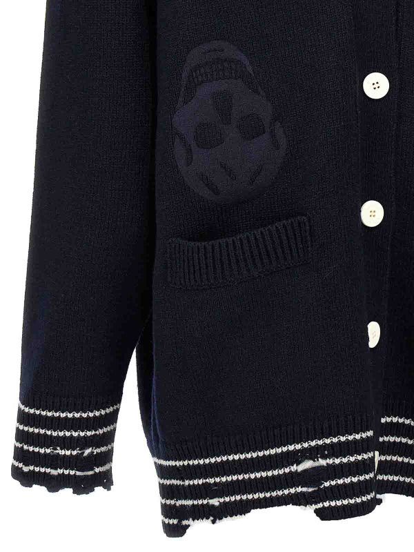 Alexander McQueen o1srvl11e0326 Knitted Cardigan in Blue Size S / US 4 / IT 40 - 4 Thumbnail