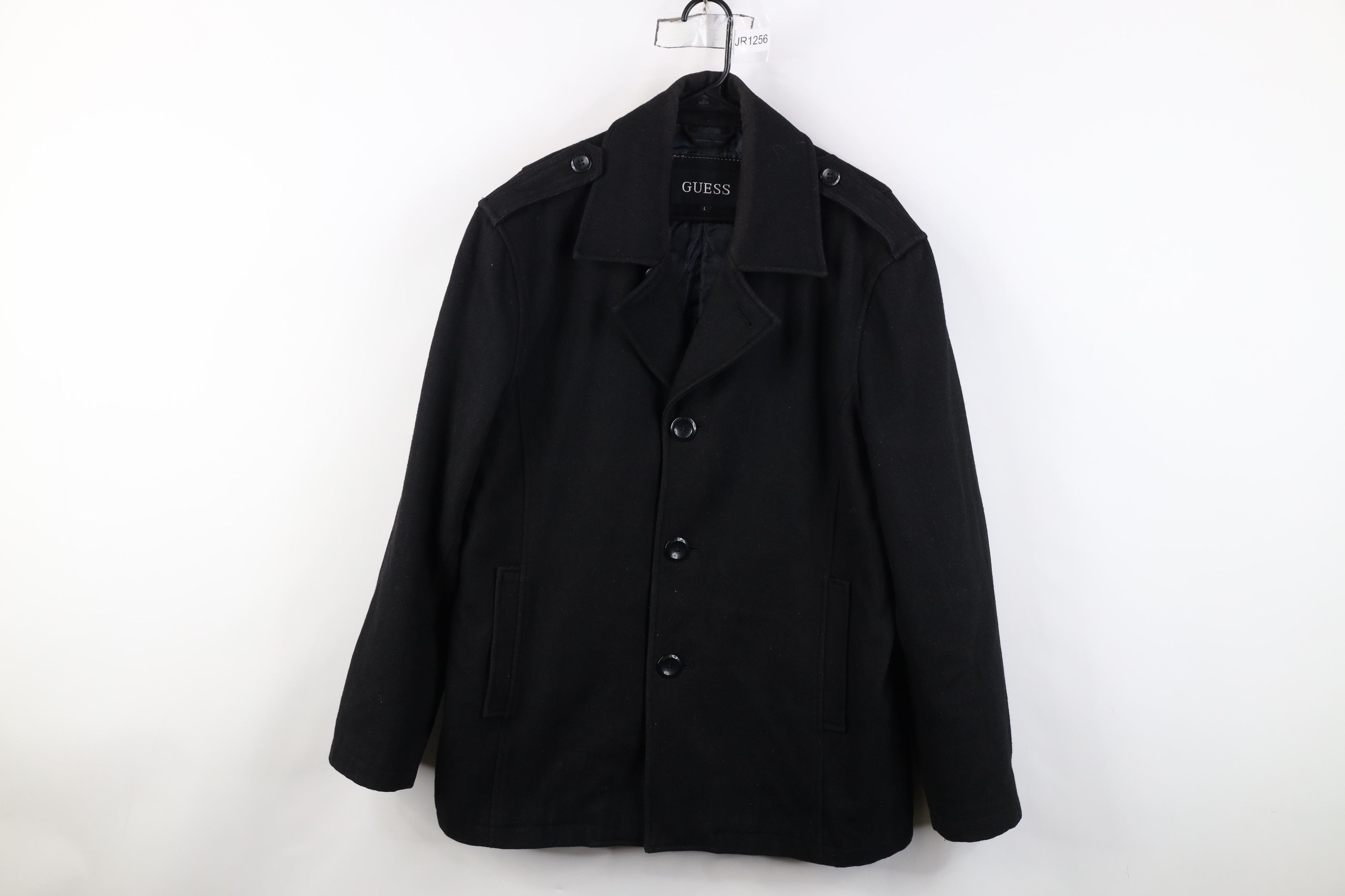 Guess Vintage Y2K Guess Wool Blend Button Peacoat Jacket Black Size US L / EU 52-54 / 3 - 1 Thumbnail