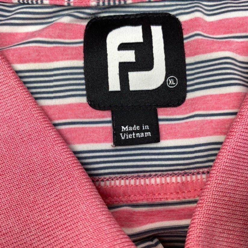 Footjoy FootJoy Polo Shirt Mens XL Striped Pink Black White Multicolor Performance Golf 8597 Size US XL / EU 56 / 4 - 2 Thumbnail