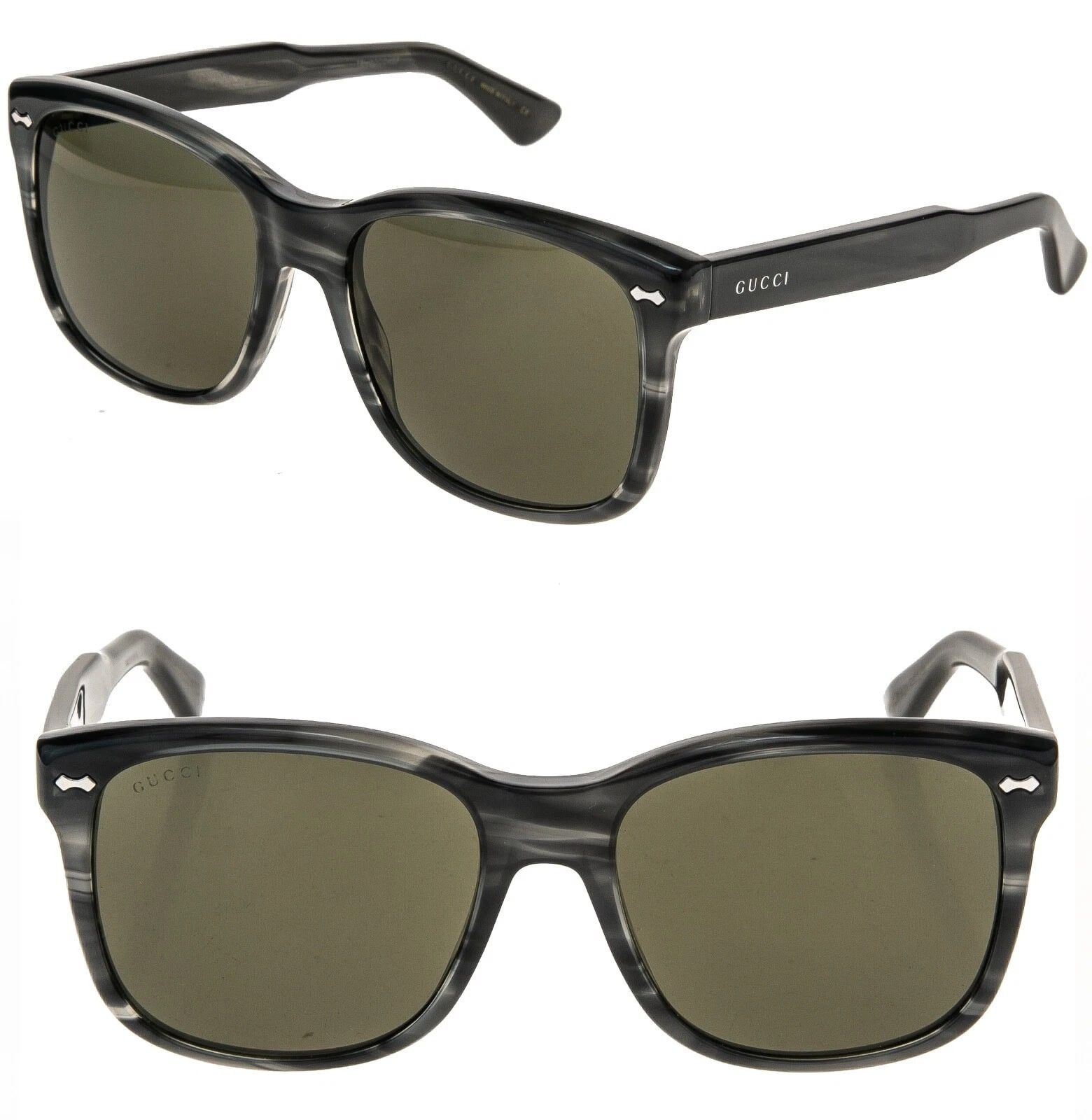 Gucci GUCCI GG0050S 0050 Classic Square Grey Horn Sunglasses 004 Size ONE SIZE - 1 Thumbnail