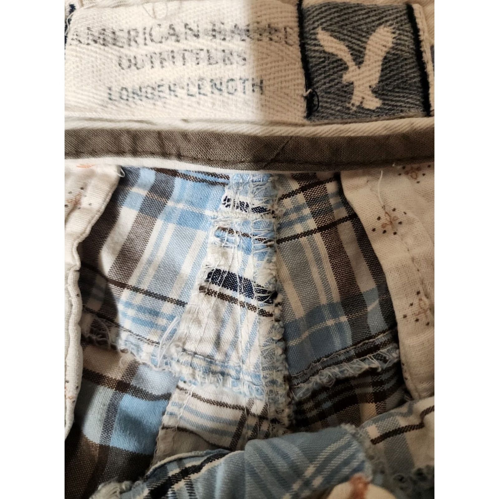 American Eagle Outfitters VINTAGE? American Eagle Mens Blue Patchwork Cargo Shorts 34 Plaid Cargo Shorts Blue Men Casual Travel Shorts Mens 34 Blue - Mens Size US 34 / EU 50 - 3 Thumbnail