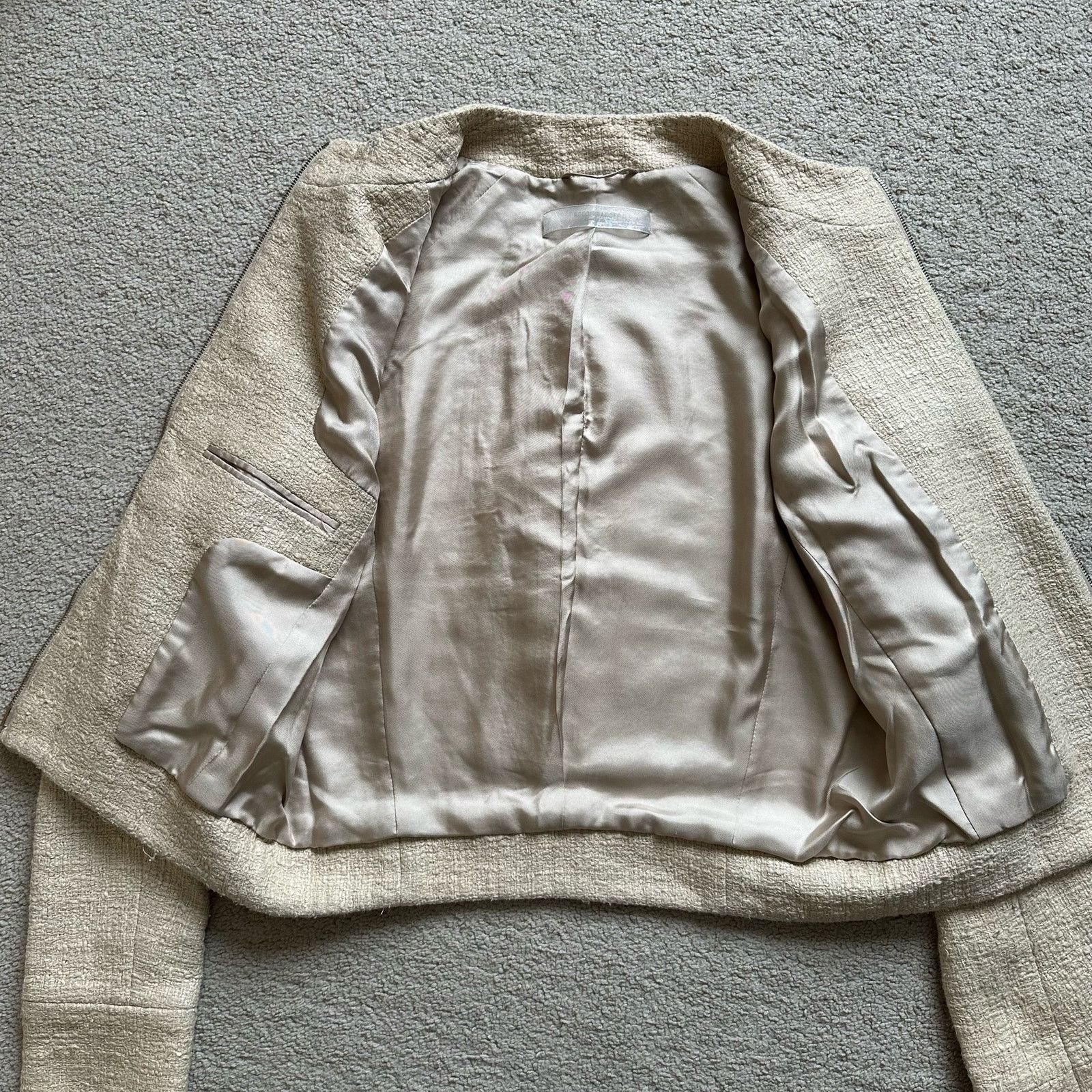 Other Reed Krakoff Tweed Collarless Jacket in Creme Beige | LArge Size L / US 10 / IT 46 - 3 Thumbnail