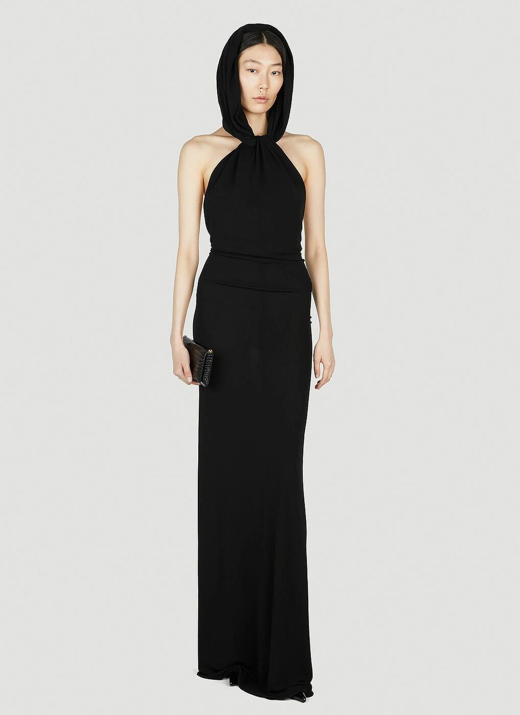 Saint Laurent Paris o1s1wg111024 Hooded Maxi Dress in Black Size M / US 6-8 / IT 42-44 - 3 Thumbnail
