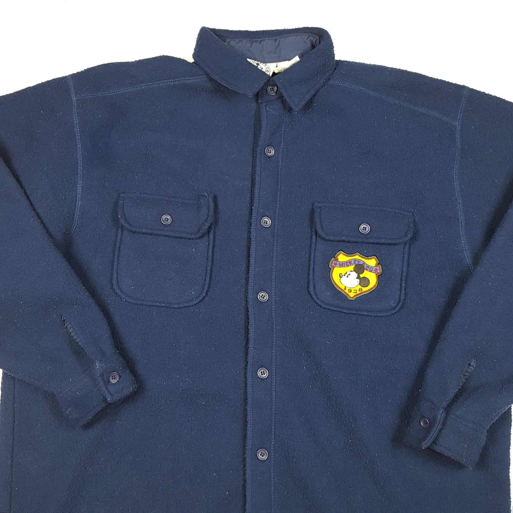 Mickey & Co. VTG 90s Mickey & Co Spell Out Men's Size XL Navy Blue Button Up Collared Dress Shirt Size 46R - 2 Thumbnail