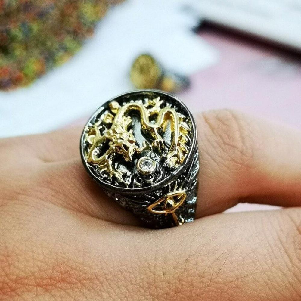 Designer Men's "The Rising Dragon" Capitan Collection Chinese Ring Size ONE SIZE - 10 Thumbnail