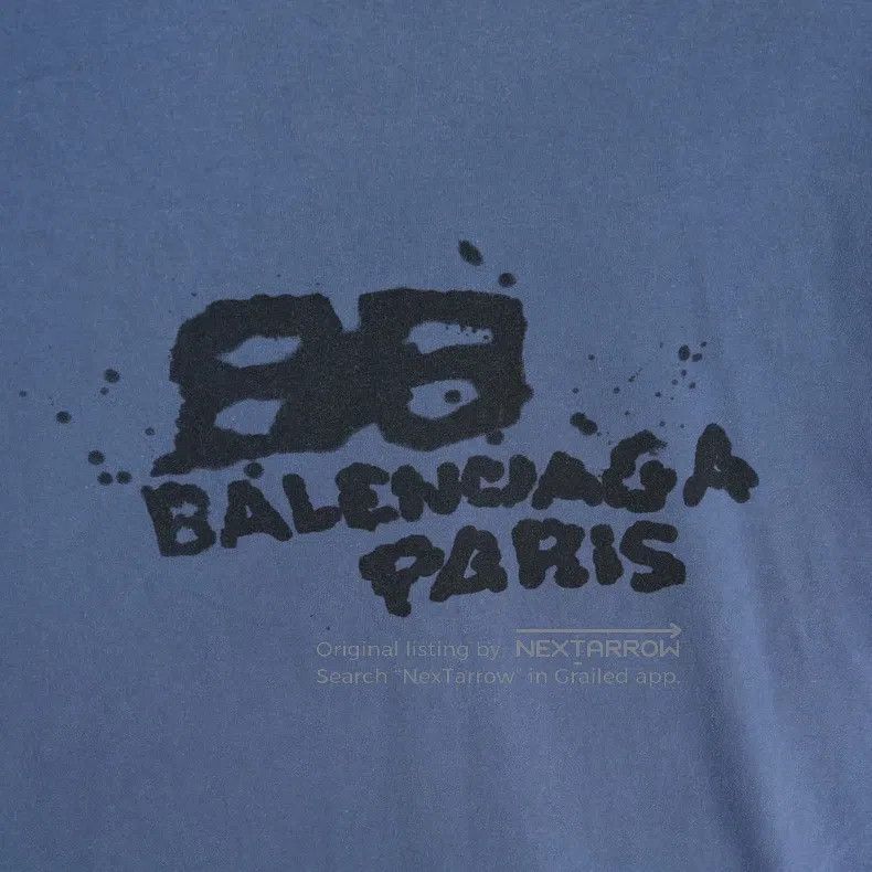 Balenciaga Balenciaga Double B Graffiti Splatter Short Sleeve Blue Size US S / EU 44-46 / 1 - 3 Thumbnail