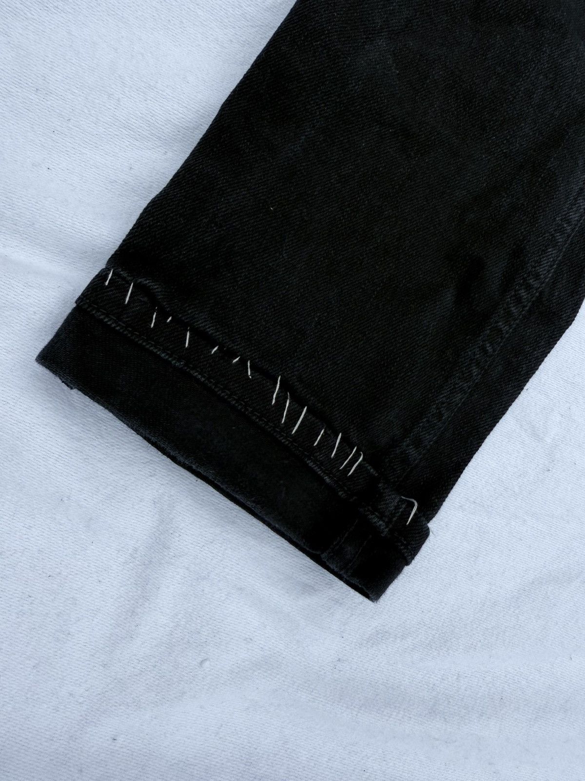 Vintage Black straight leg customized stitched ripped jeans Size US 34 / EU 50 - 3 Thumbnail