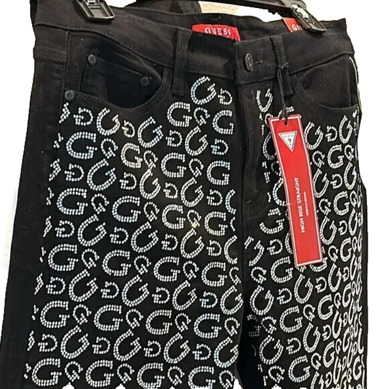 Guess GUESS BLACK & RHINESTONE G'SN ALL OVER DENIM JEANS NWT SZ 29 Size 29" - 2 Thumbnail