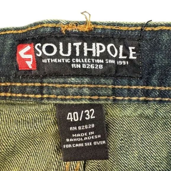 Southpole VINTAGE Southpole Jeans Mens 40x32 Distressed Acid Wash Skater Baggy Denim Cotton Wide-Leg 90s Rock Hip Hop Band Mens Size US 40 / EU 56 - 7 Thumbnail
