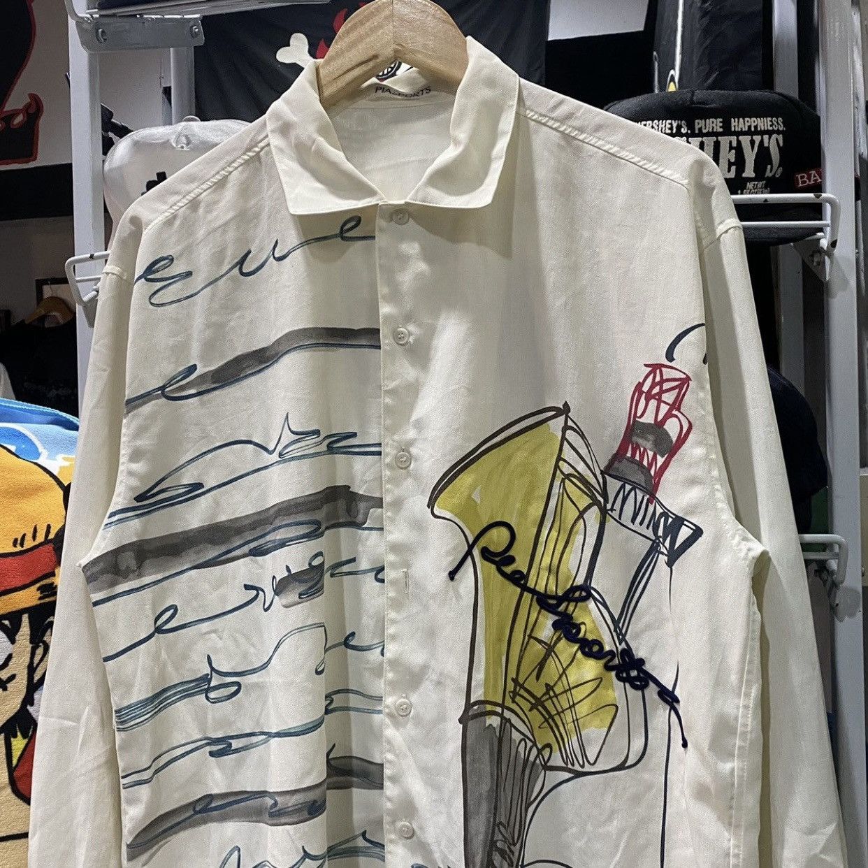 Japanese Brand Vintage Pia Sports "Art Sketch" Graphic Button-Up Shirt Size US L / EU 52-54 / 3 - 3 Thumbnail