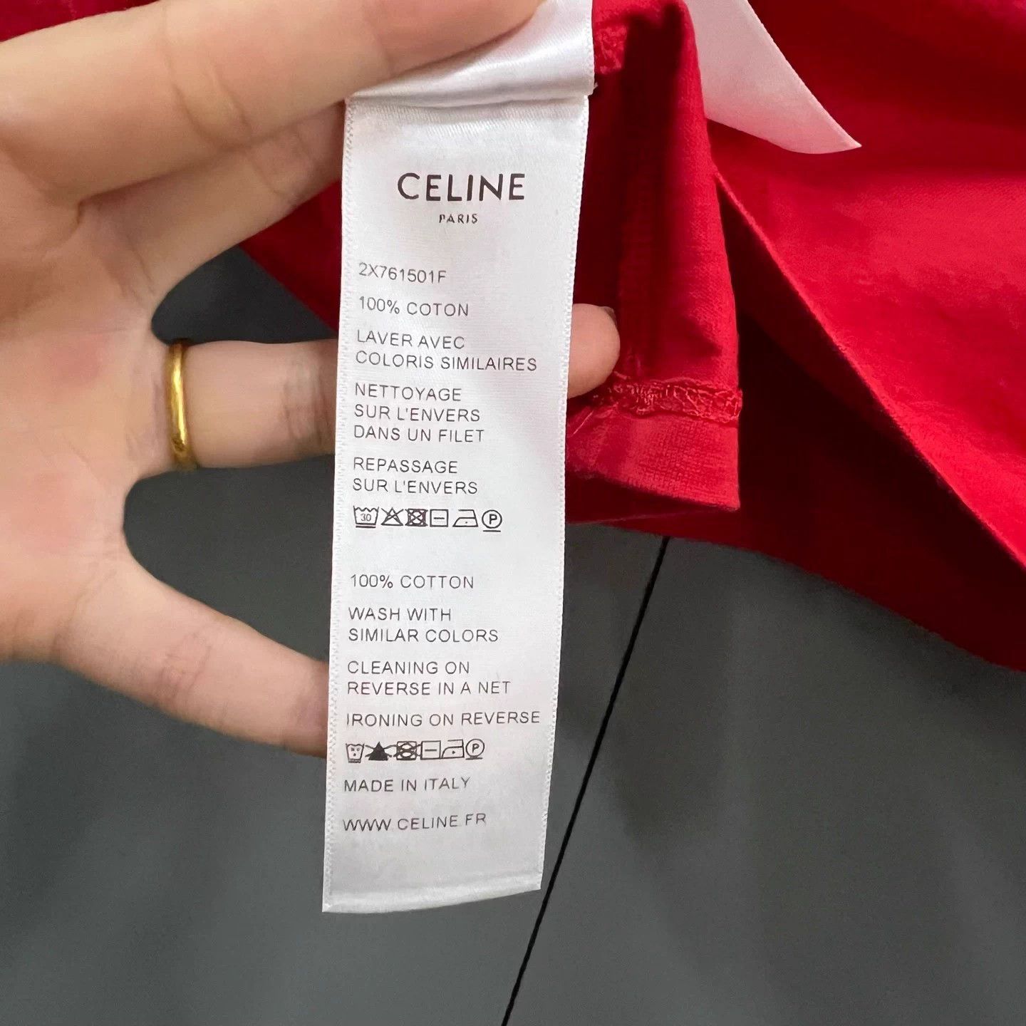 Celine Celine Red Print Logo Short Sleeve Tee jc611704 Size XS / US 0-2 / IT 36-38 - 3 Thumbnail