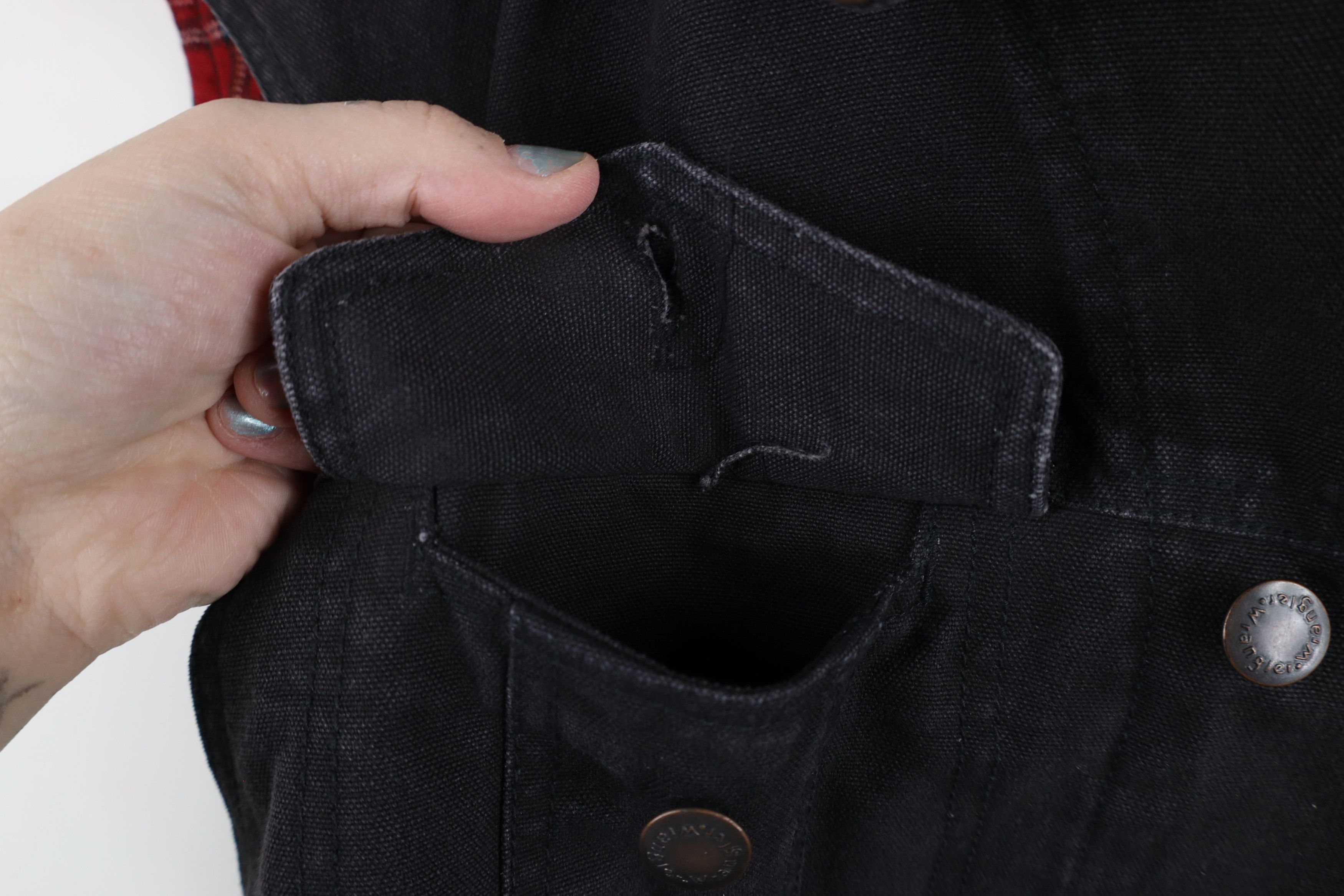 Vintage × Wrangler Vintage 90s Wrangler Collar Flannel Lined Canvas Vest Jacket Size US L / EU 52-54 / 3 - 5 Thumbnail