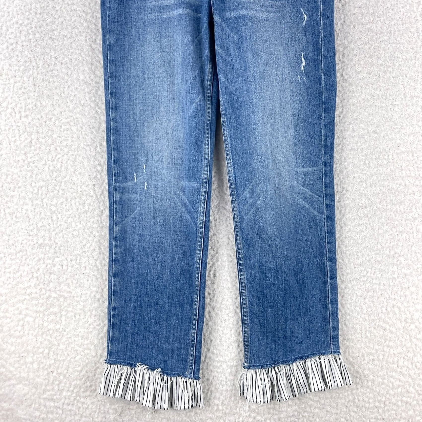 Paige Paige Blue Denim High Rise Sarah Straight Leg Jeans Womens Size 24 Ruffle Hem Vintage No EC Size 42" / US 20 - 3 Thumbnail