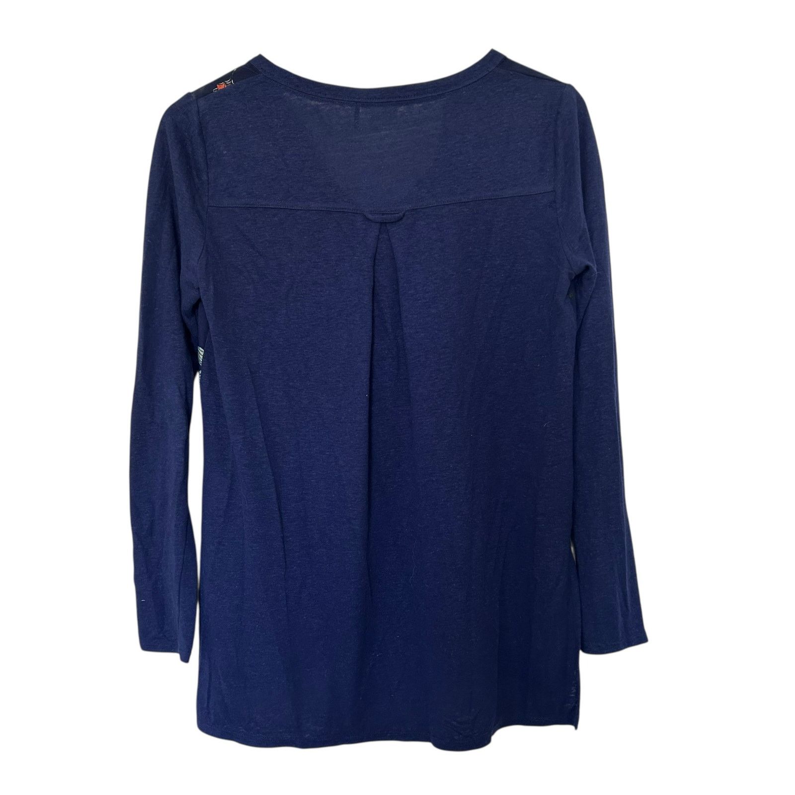 Anthropologie Anthropologie Akemi + Kin Blue Butterfly Linen Blend Top XS Size XS / US 0-2 / IT 36-38 - 5 Thumbnail