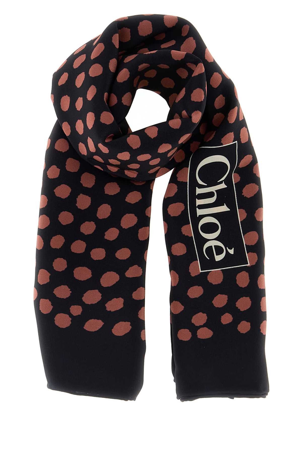 Chloe Printed Silk Chloe Spotted Foulard Size ONE SIZE - 1 Thumbnail
