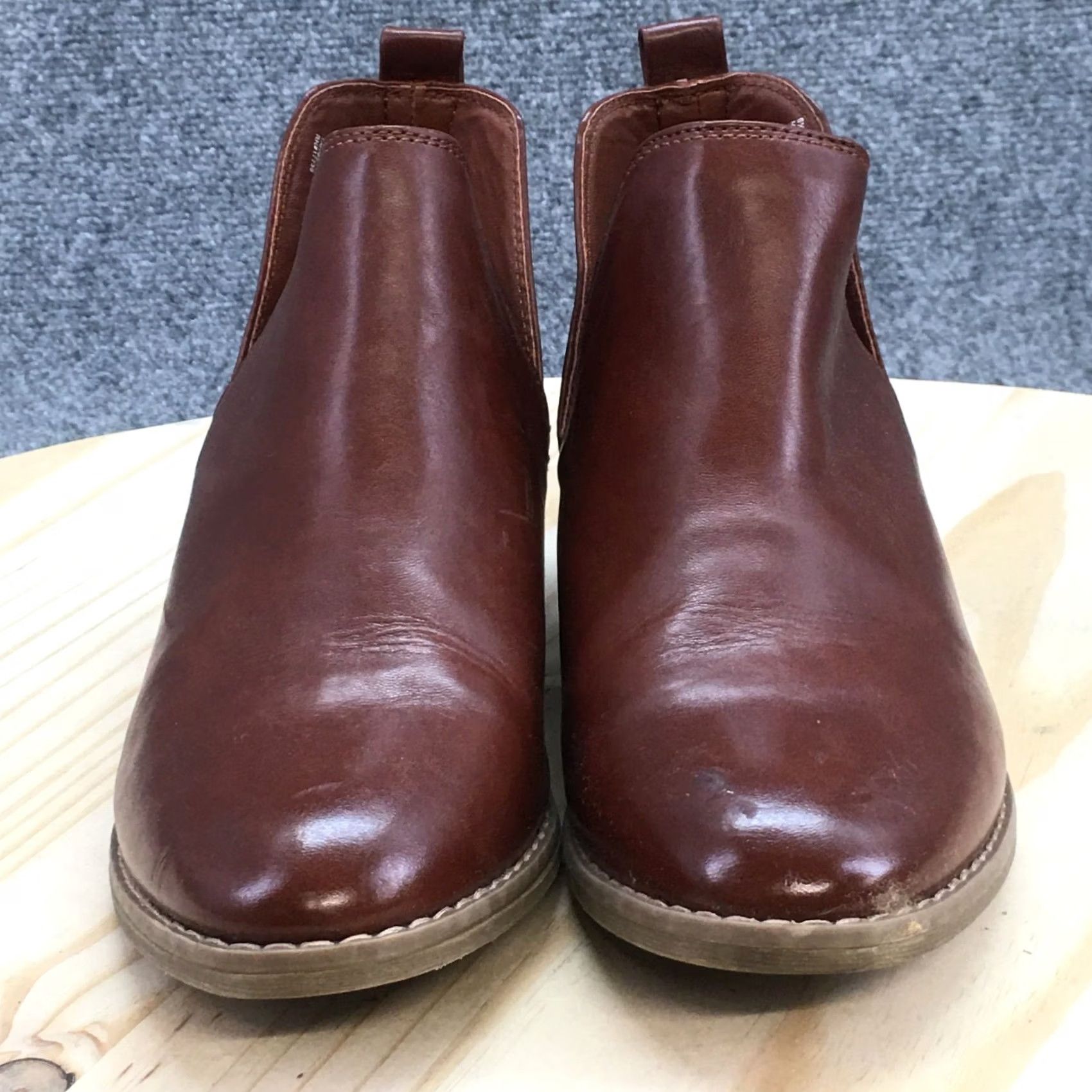 Vintage Universal Thread Boots Womens 6.5 Ankle Booties Brown Faux Leather Pull On Heel Block Casual Shoes Women Size US 7 / IT 37 - 7 Thumbnail