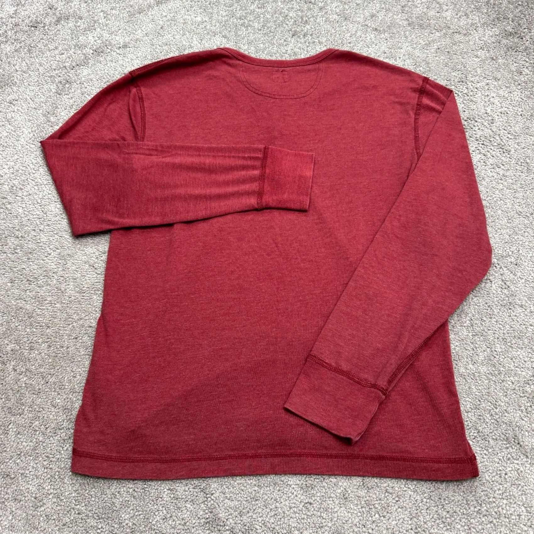 Everlane J.Crew Marled Cotton Henley Shirt Mens Small Red Long Sleeve Stretch Casual Top Size US XL / EU 56 / 4 - 2 Thumbnail