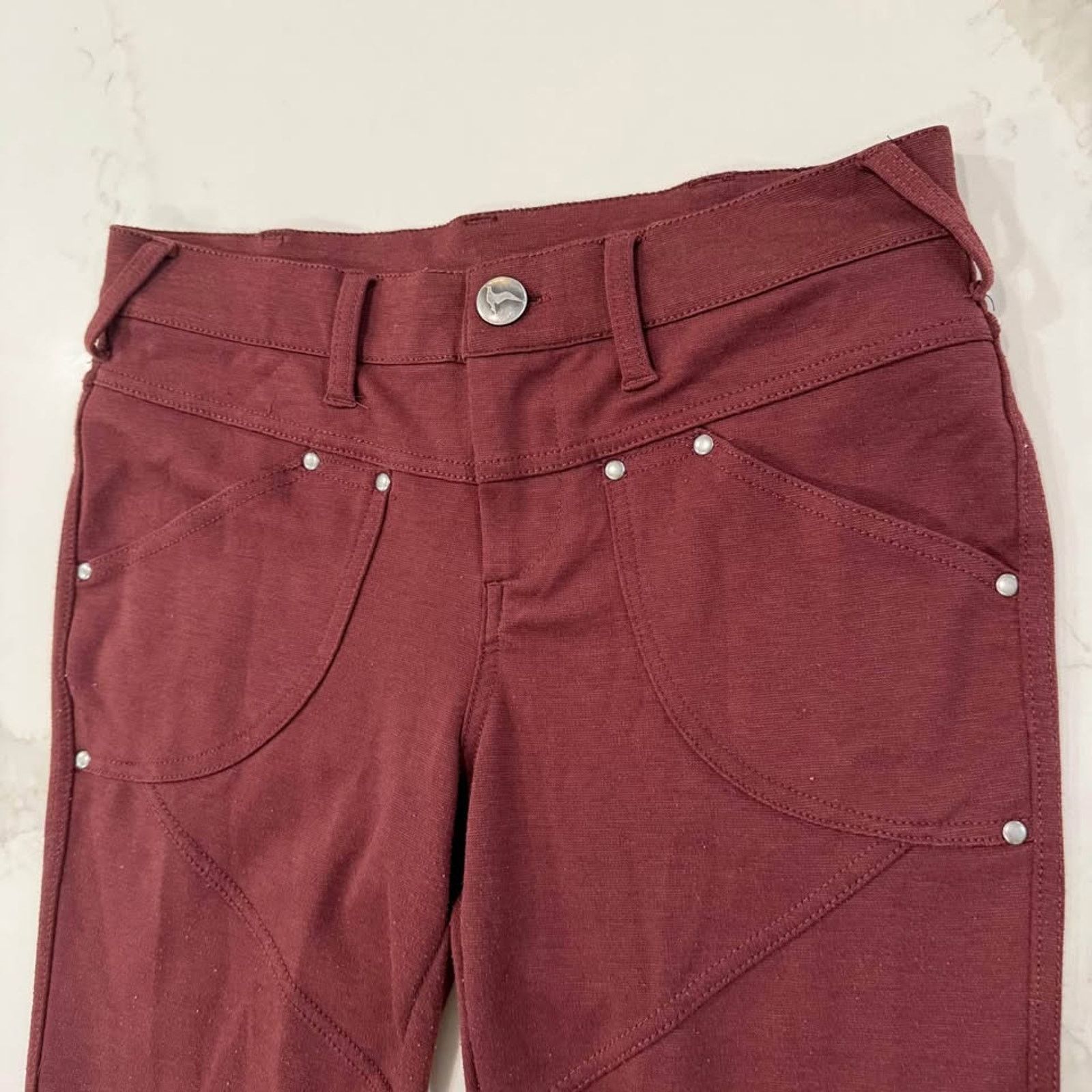 Free People Free People Knit Skinny Moto Jeggings Women's 27 Burgundy Size 27" / US 4 / IT 40 - 3 Thumbnail