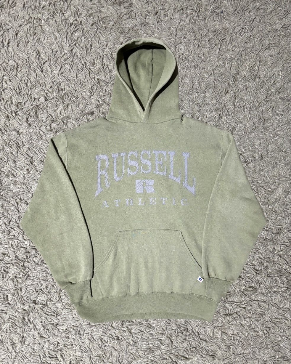 Russell Athletic 1990’s Russell Athletic “Spellout” Sage Green Hoodie Size US L / EU 52-54 / 3 - 1 Thumbnail