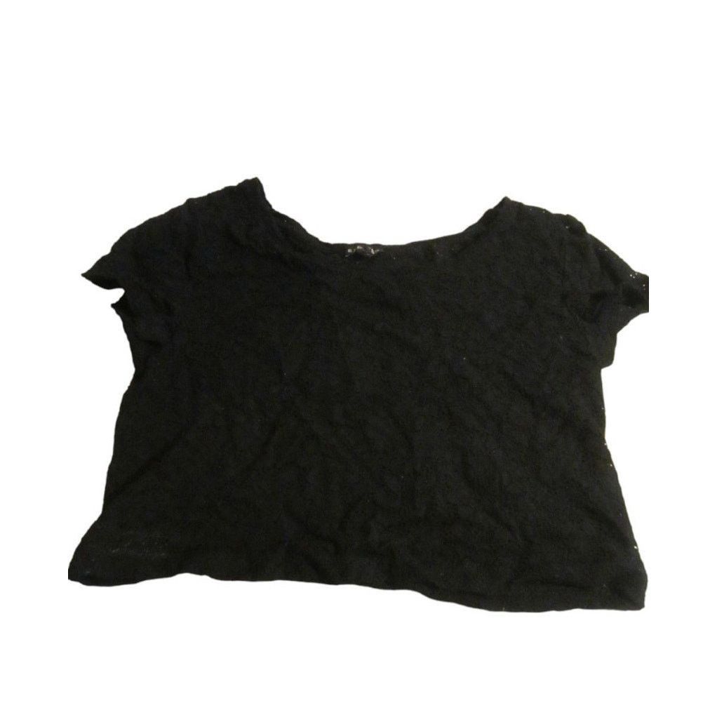 Express Express Black Lace Sheer Crop Top Short Sleeve Women’s Small Size S / US 4 / IT 40 - 2 Thumbnail
