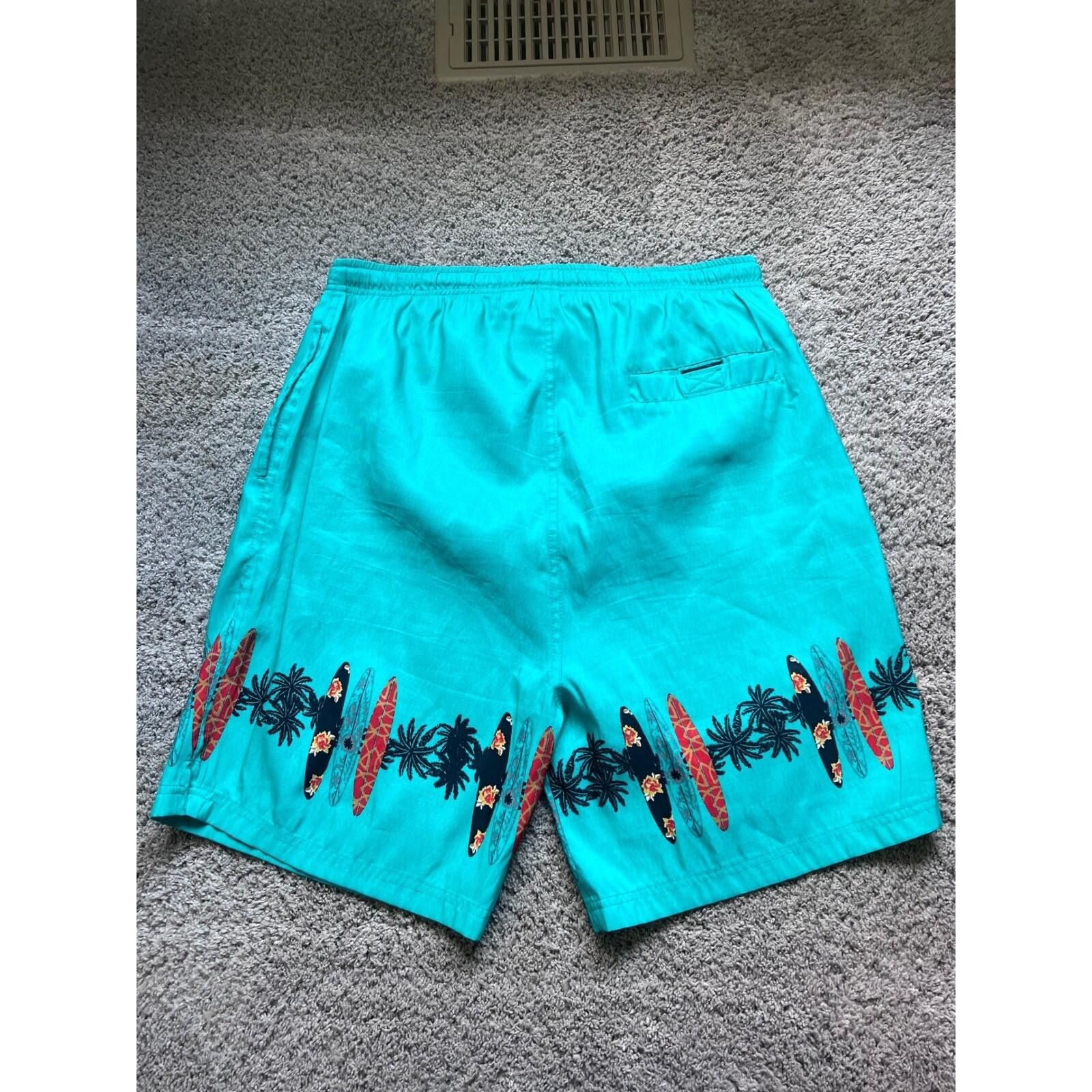 Other Woodlake Sport Mens Teal Surfboard Print Swim Trunks Size L Size US 34 / EU 50 - 4 Thumbnail