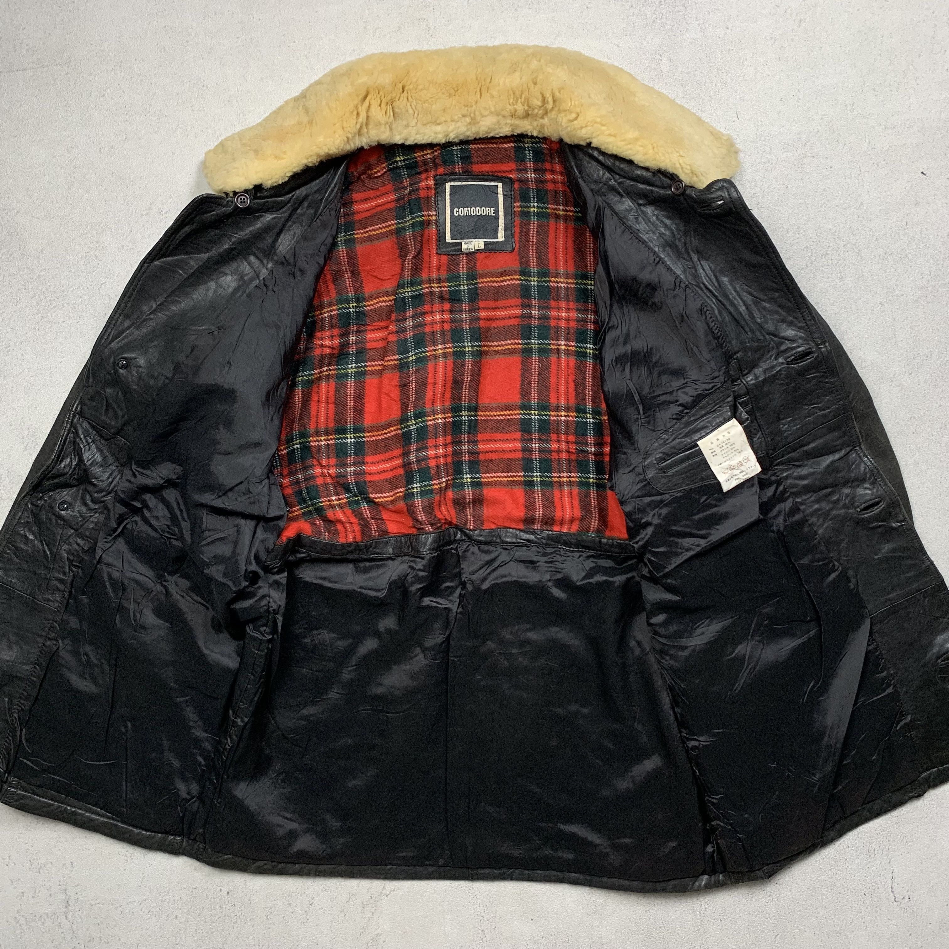 Genuine Leather COMODORE Leather Jacket Rare design with sherpa Size US L / EU 52-54 / 3 - 8 Thumbnail