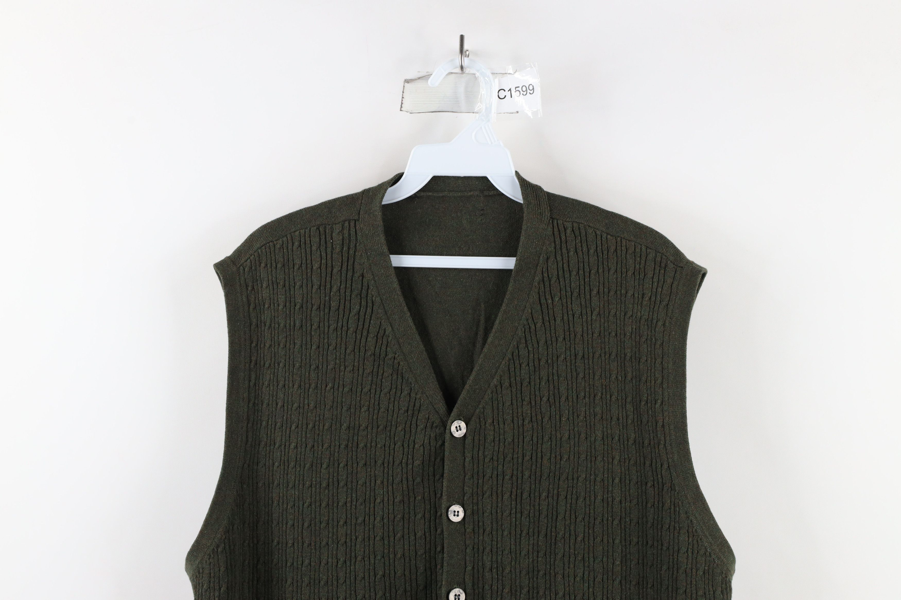 Vintage Vintage 90s Streetwear Cable Knit Cardigan Sweater Vest Size US L / EU 52-54 / 3 - 2 Thumbnail