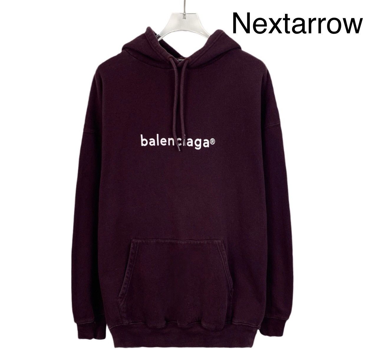 Balenciaga purple logo letter printed drawstring hoodie