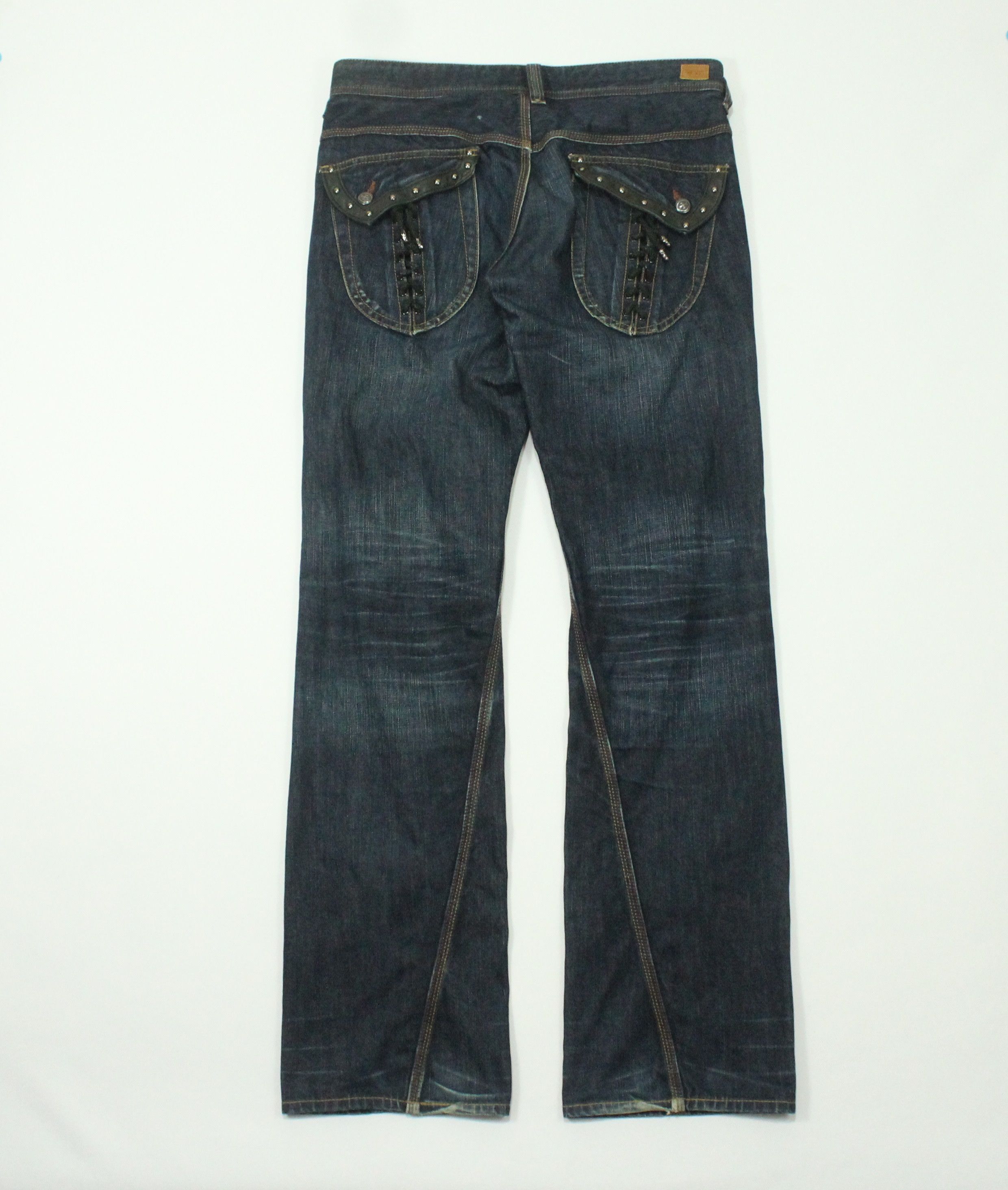 Japanese Brand Leather Pocket Laced Spiral Cut NICOLE CLUB FOR MEN Denim Size US 34 / EU 50 - 1 Thumbnail