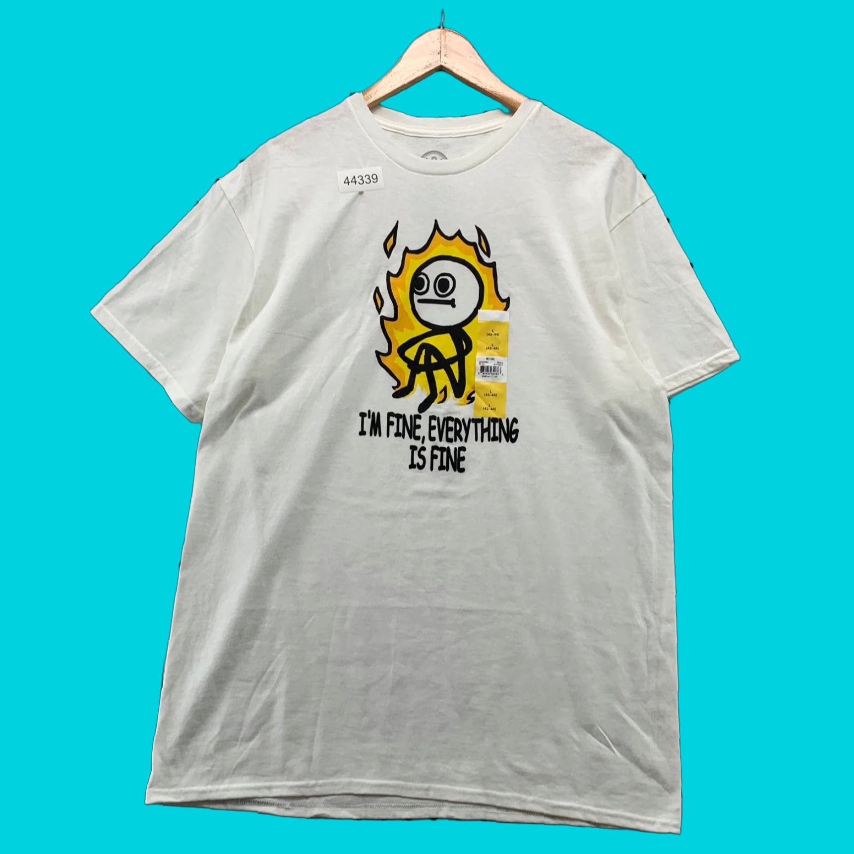 Vintage NEW Funny Stick Figure Flame Shirt Mens Large White NWT Size US L / EU 52-54 / 3 - 1 Thumbnail