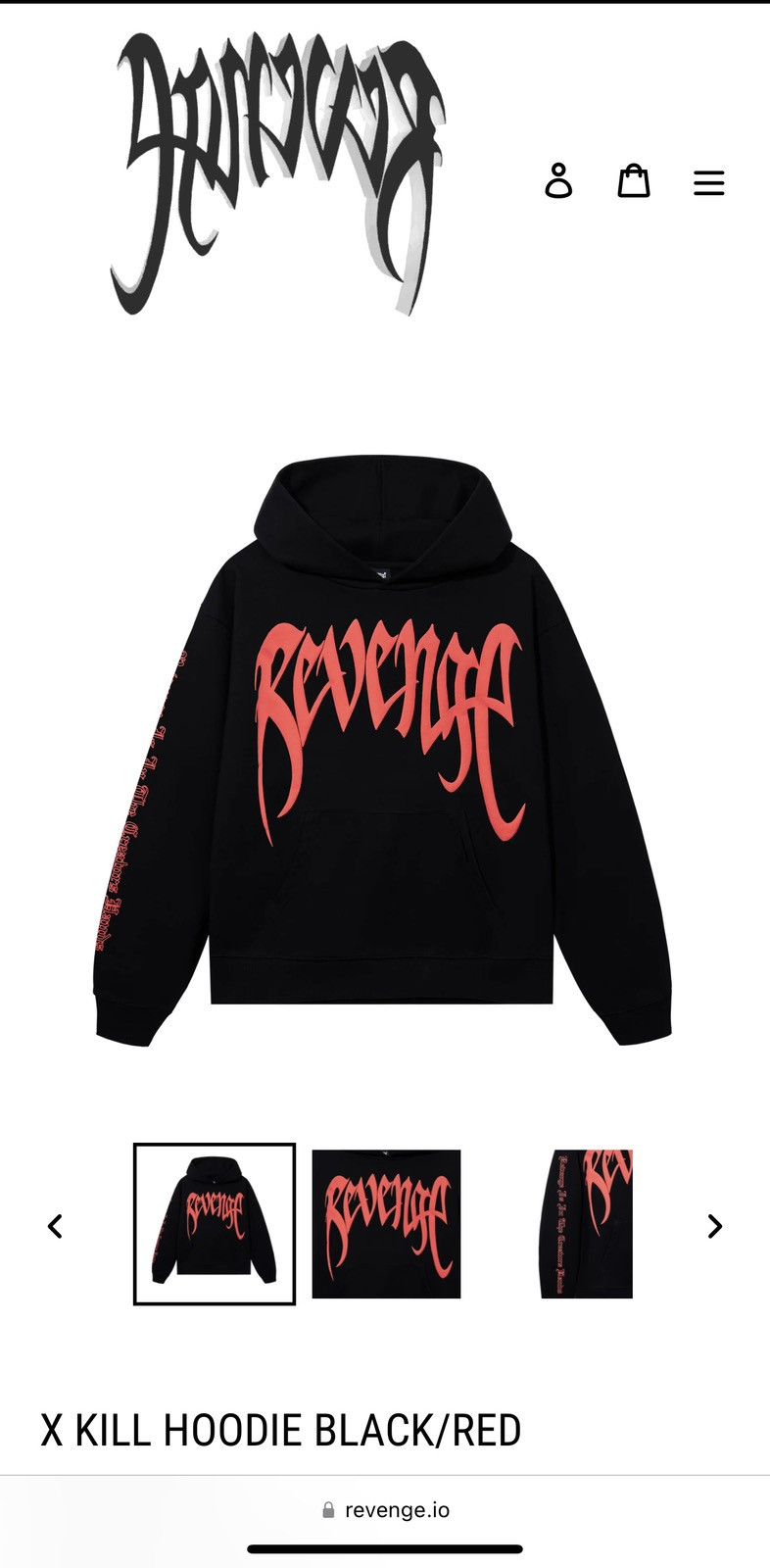 image of New Black And Red Revenge Xxx Kill Hoodie Xl, Men's