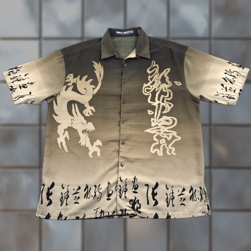 Vintage Box-Office Island Button Up Shirt Mens Large Brown Dragon Graphic Short Sleeve Size US L / EU 52-54 / 3 - 1 Thumbnail