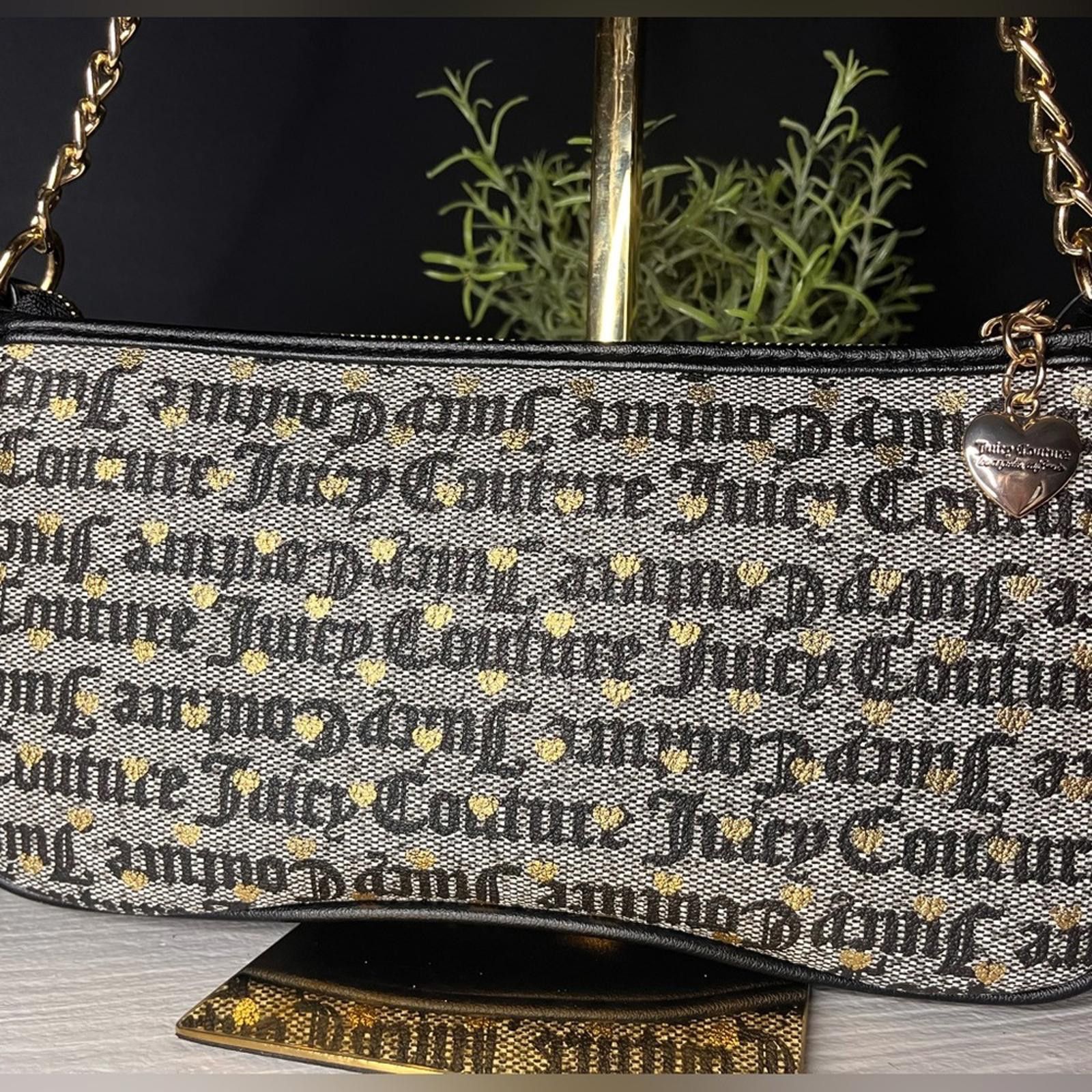 Juicy Couture Jeans Juicy Couture Poker Face Black And Gold Baguette Bag Size ONE SIZE - 4 Thumbnail