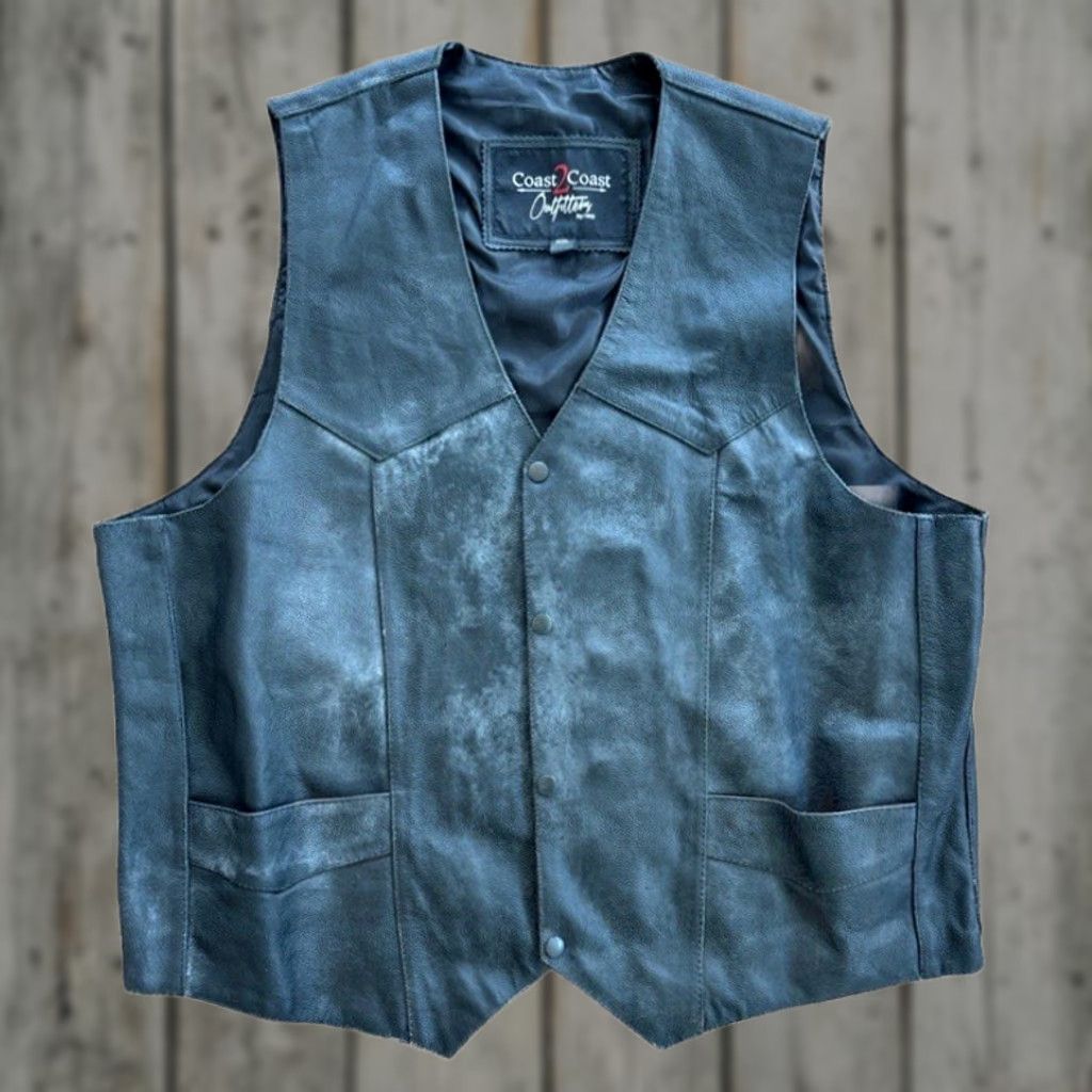 Vintage VINTAGE Coast 2 Cost Black Leather Motorcycle Biker Snap Up Vest Mens 2XL Size US XXL / EU 58 / 5 - 1 Thumbnail